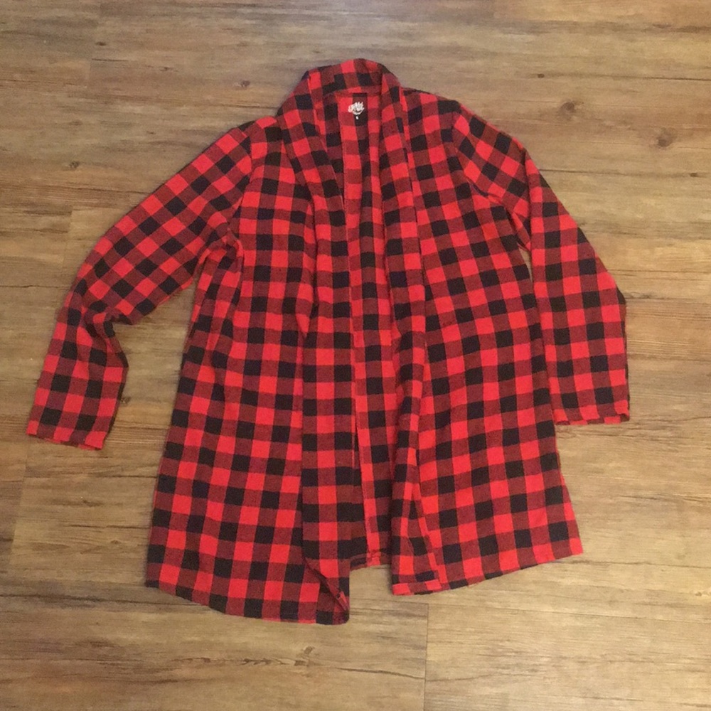 Tickled Teal Buffalo Plaid Flannel Cardigan